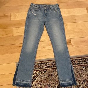 These are non-stretch slightly flared American eagle jeans
